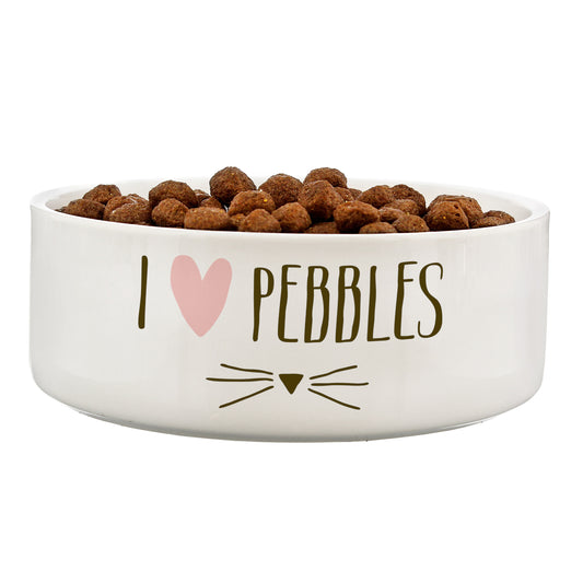 Personalised Cat Features 15cm Medium White Pet Bowl