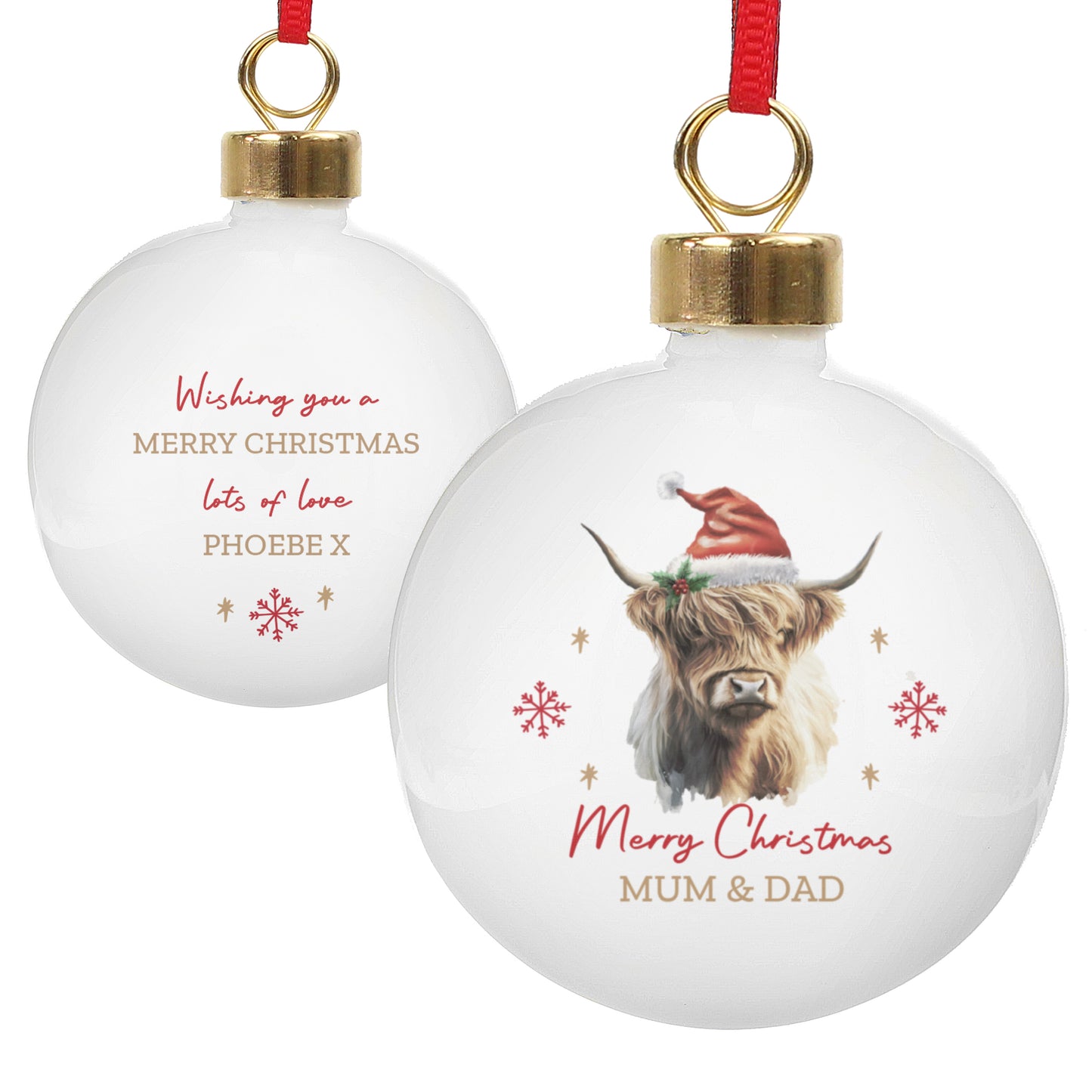 Personalised Highland Cow Christmas Bauble