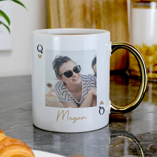 Personalised Photo Upload Queen Gold Handle Mug