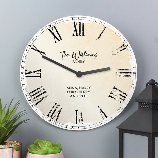 Personalised Rustic Large Wooden Clock