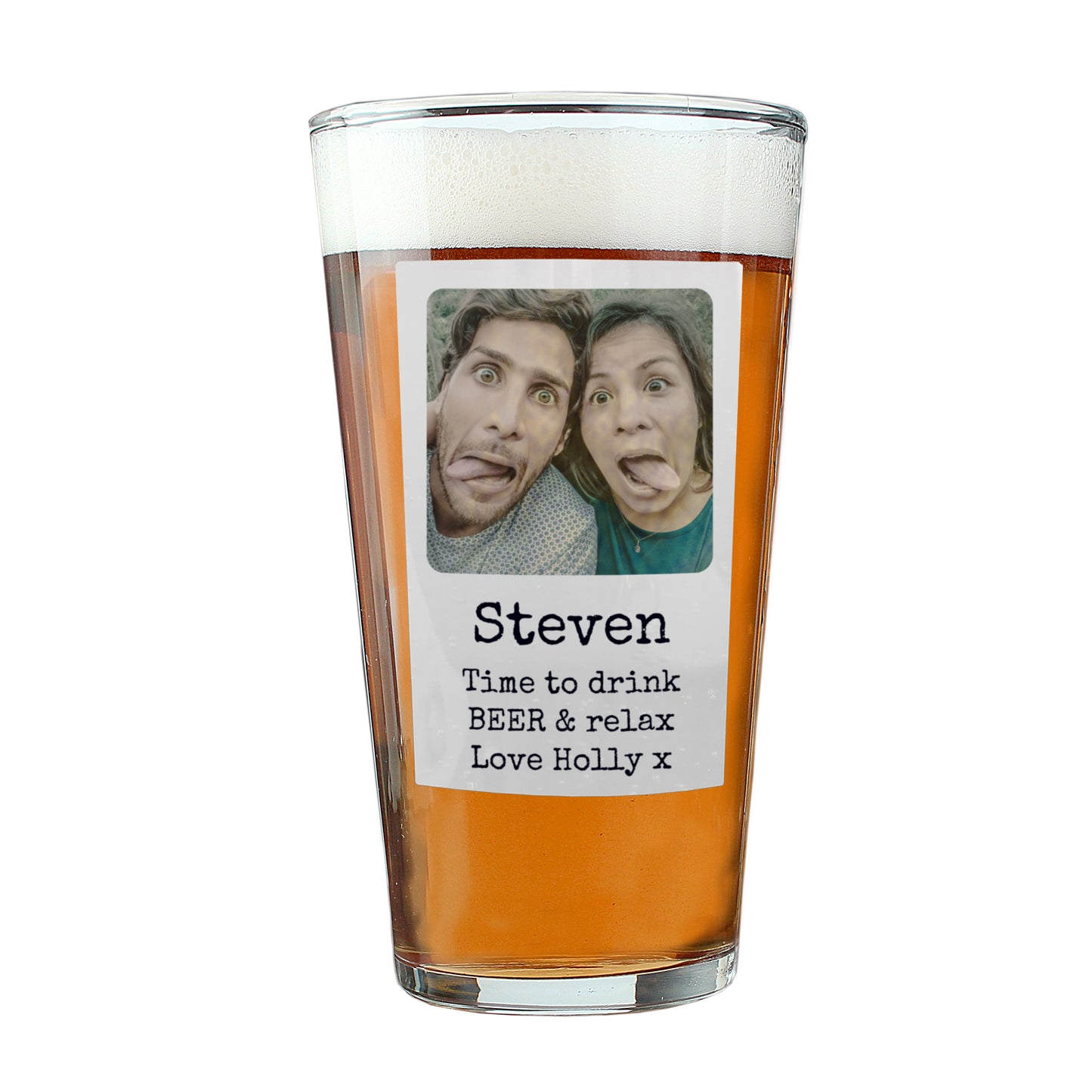 Personalised Photo Upload Polaroid Beer Glass