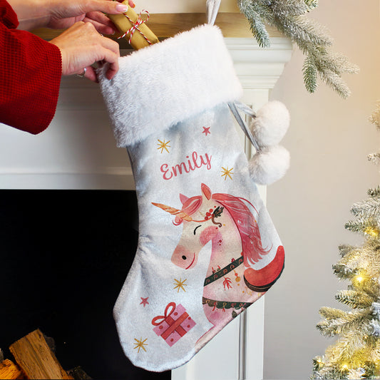 Personalised Unicorn Christmas Stocking
