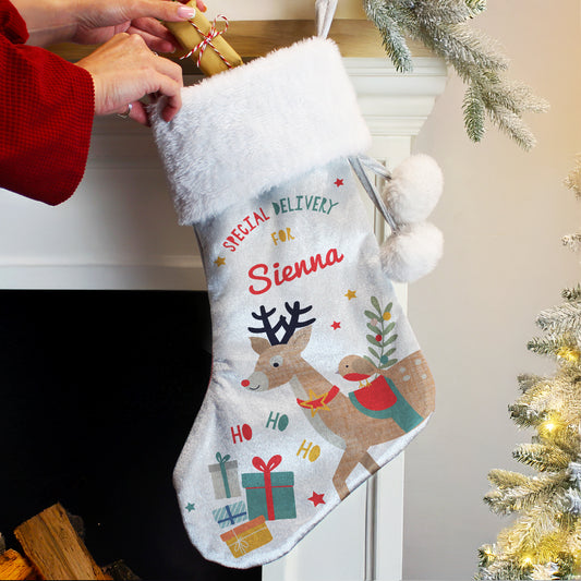 Personalised Reindeer Christmas Stocking
