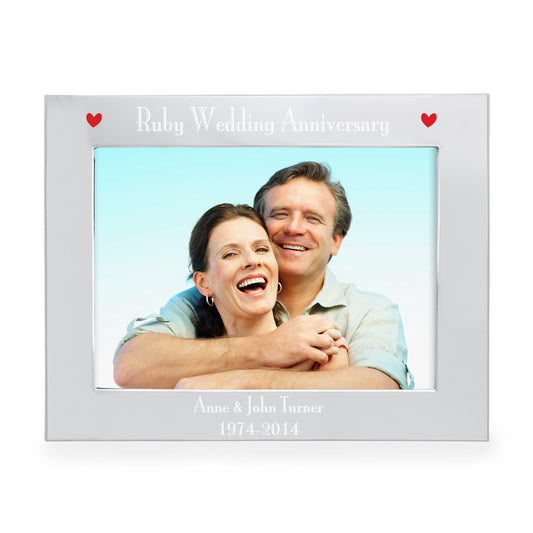 Personalised Silver 5x7 Ruby Anniversary Landscape Photo Frame