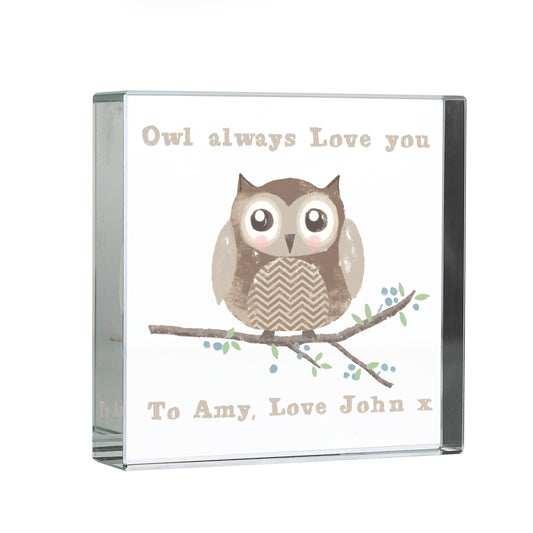 Personalised Woodland Owl Crystal Token