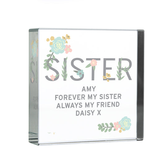 Personalised Floral Sister Crystal Token