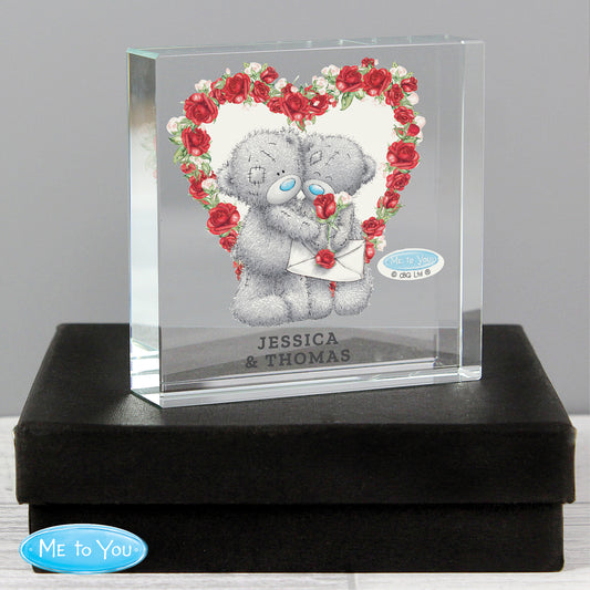 Personalised Me to You Rose Heart Crystal Token