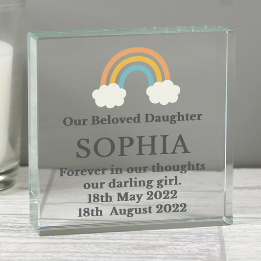 Personalised Rainbow Memorial Crystal Token