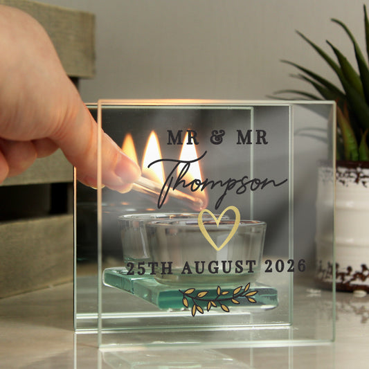 Personalised Wedding Mirrored Tealight Holder