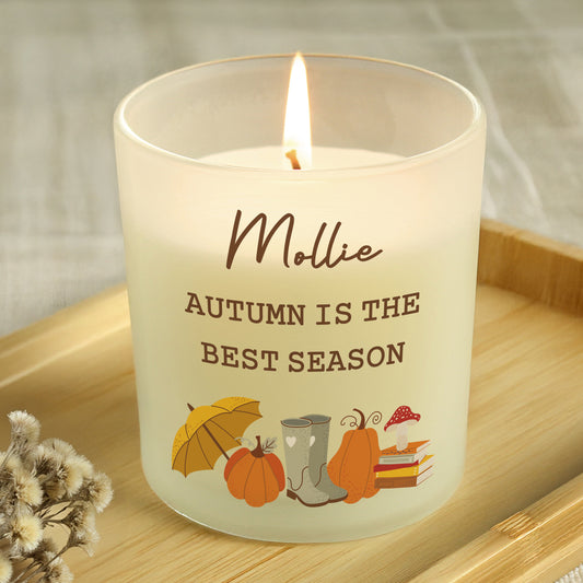 Personalised Pumpkin Frosted Glass Candle