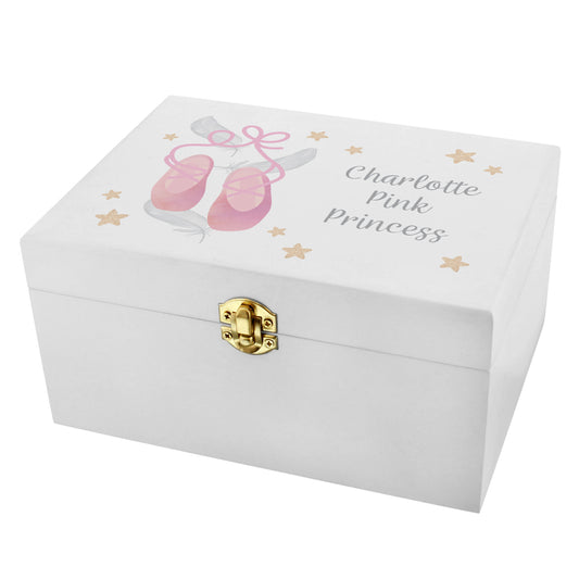 Personalised Swan Lake Ballet White Wooden Keepsake Box - 22 x 16cm