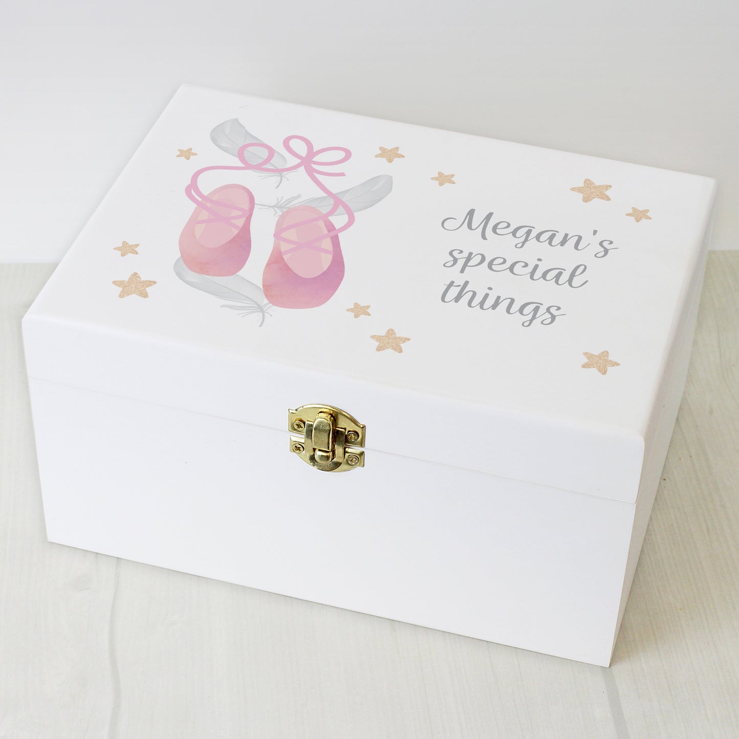 Personalised Swan Lake Ballet White Wooden Keepsake Box - 22 x 16cm