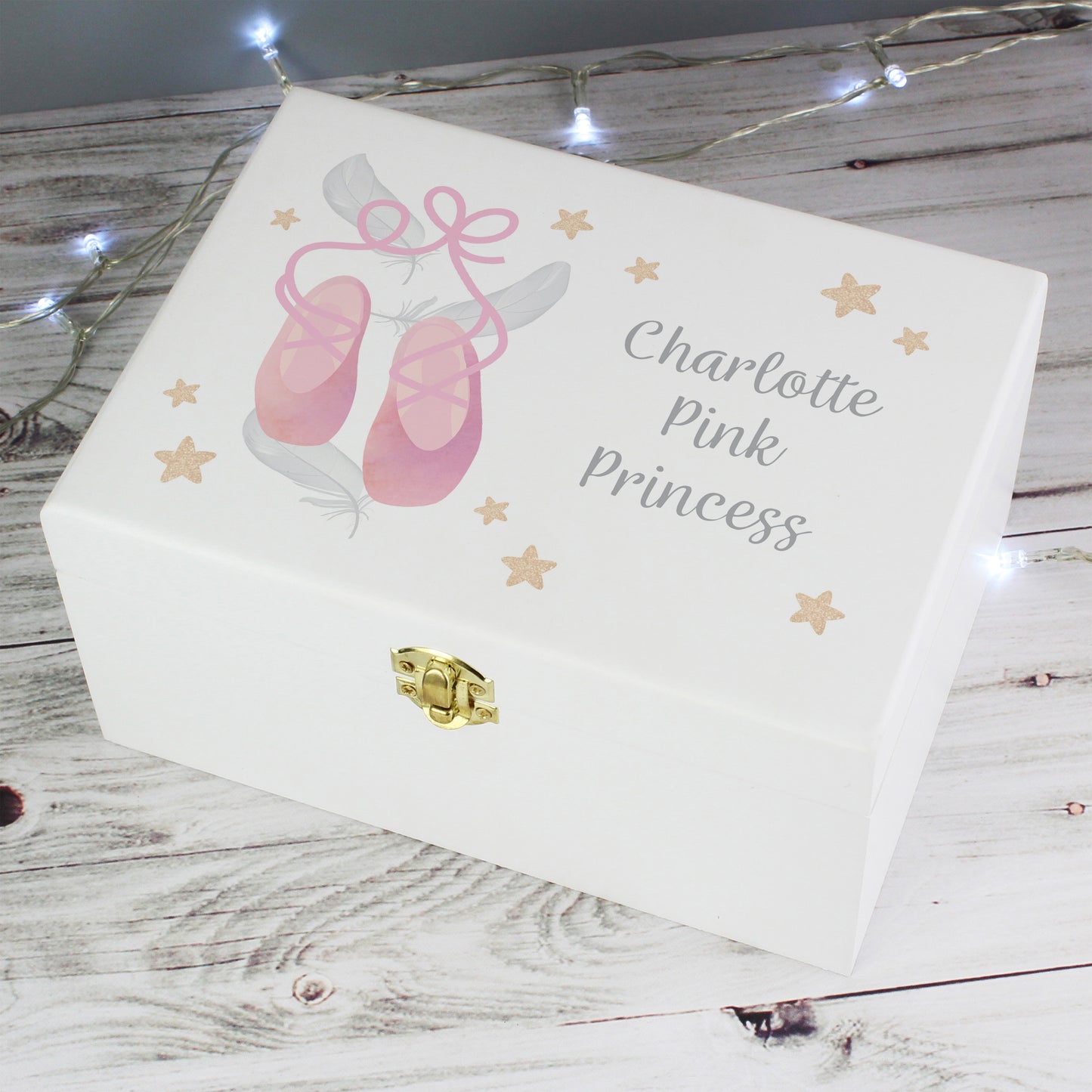 Personalised Swan Lake Ballet White Wooden Keepsake Box - 22 x 16cm