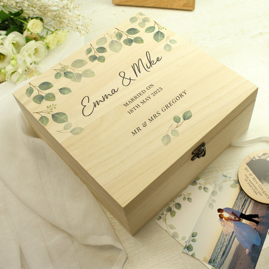 Personalised Botanical Wooden Keepsake box - 28 x 28cm