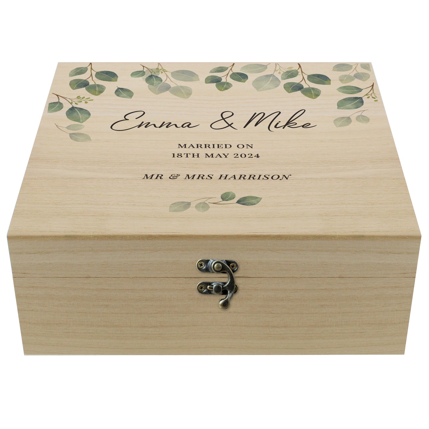 Personalised Botanical Wooden Keepsake box - 28 x 28cm