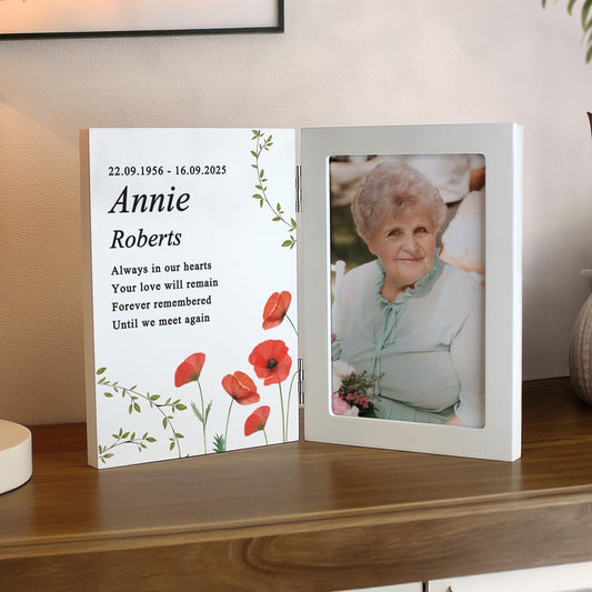 Personalised Memorial Wooden Hinged 6x4 Photo Frame