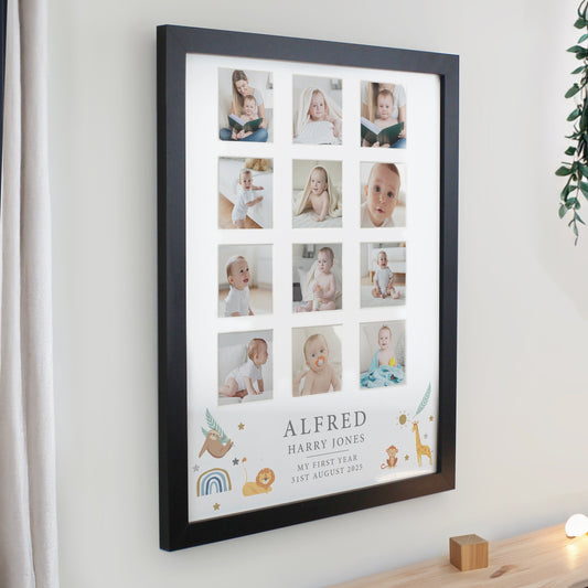 Personalised Animals Black Multi Photo Frame