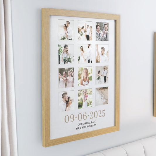 Personalised Special Date Oak Multi Photo Frame