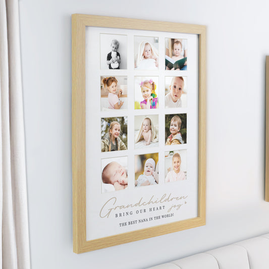 Personalised Grandchildren Oak Multi Photo Frame