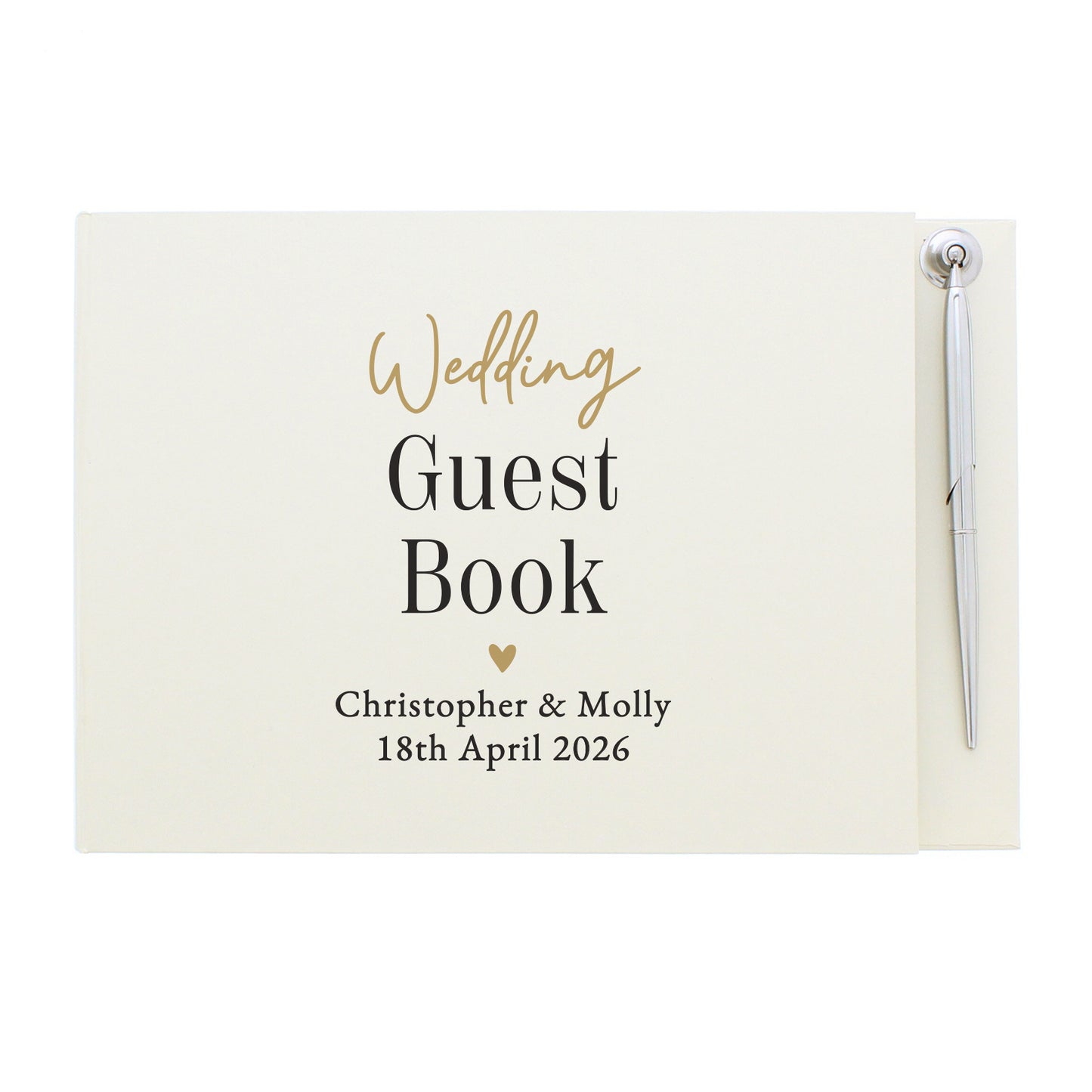 Personalised Black & Gold Free Text Guestbook