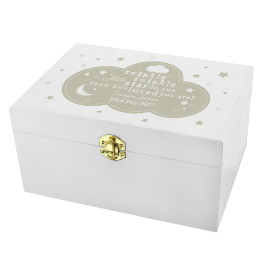 Personalised Twinkle Twinkle White Wooden Keepsake Box - 22 x 16cm