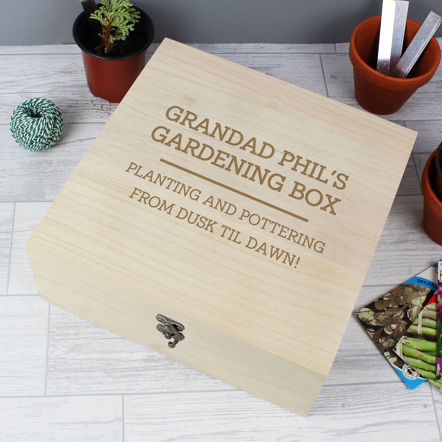 Personalised Any Message Large Wooden Keepsake Box - 28 x 28cm
