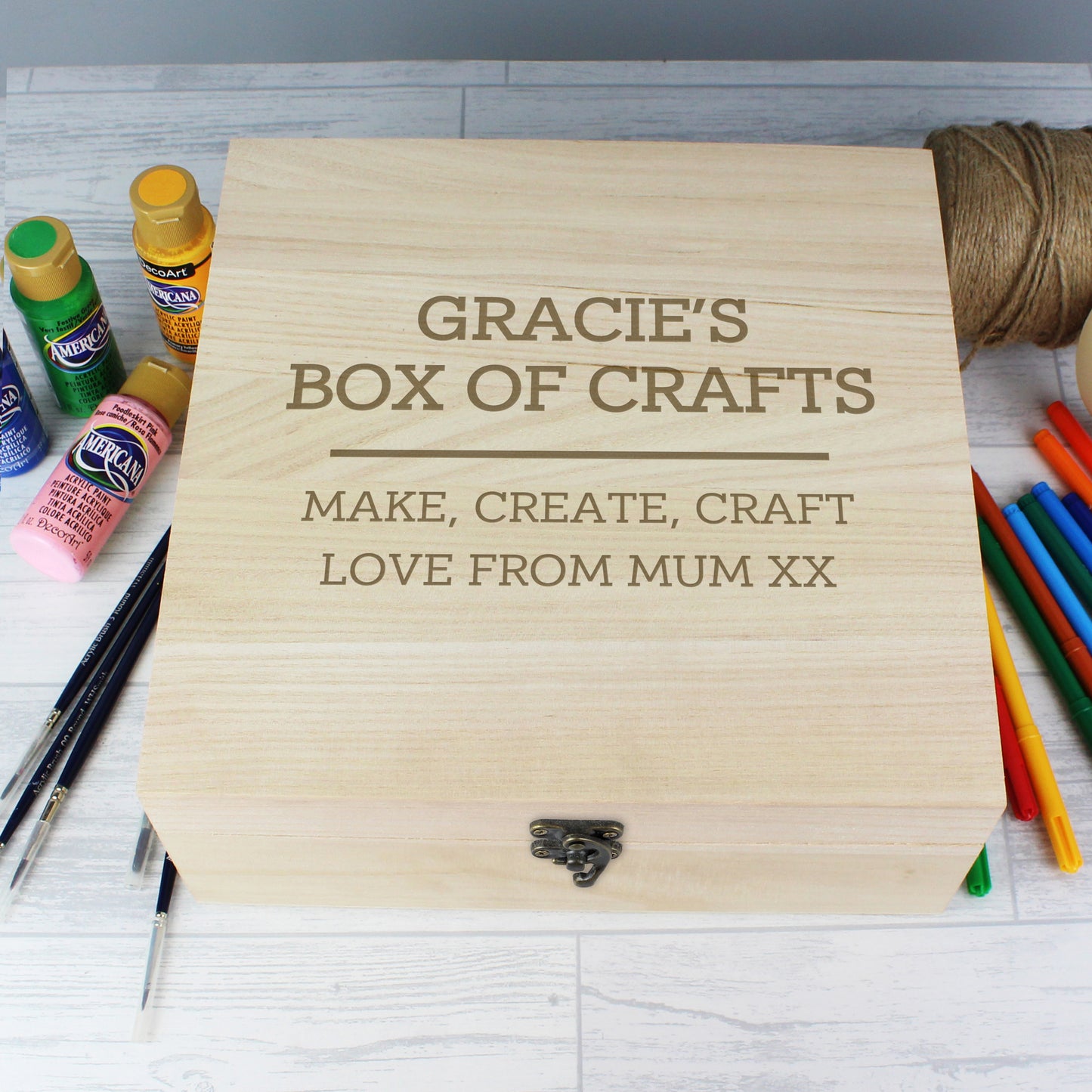 Personalised Any Message Large Wooden Keepsake Box - 28 x 28cm