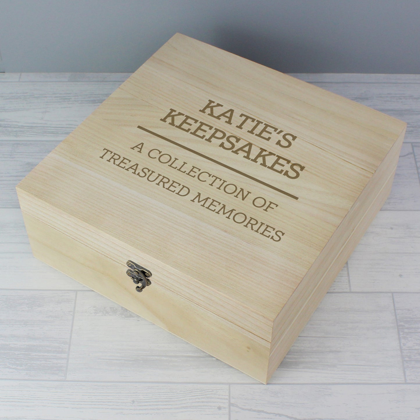 Personalised Any Message Large Wooden Keepsake Box - 28 x 28cm