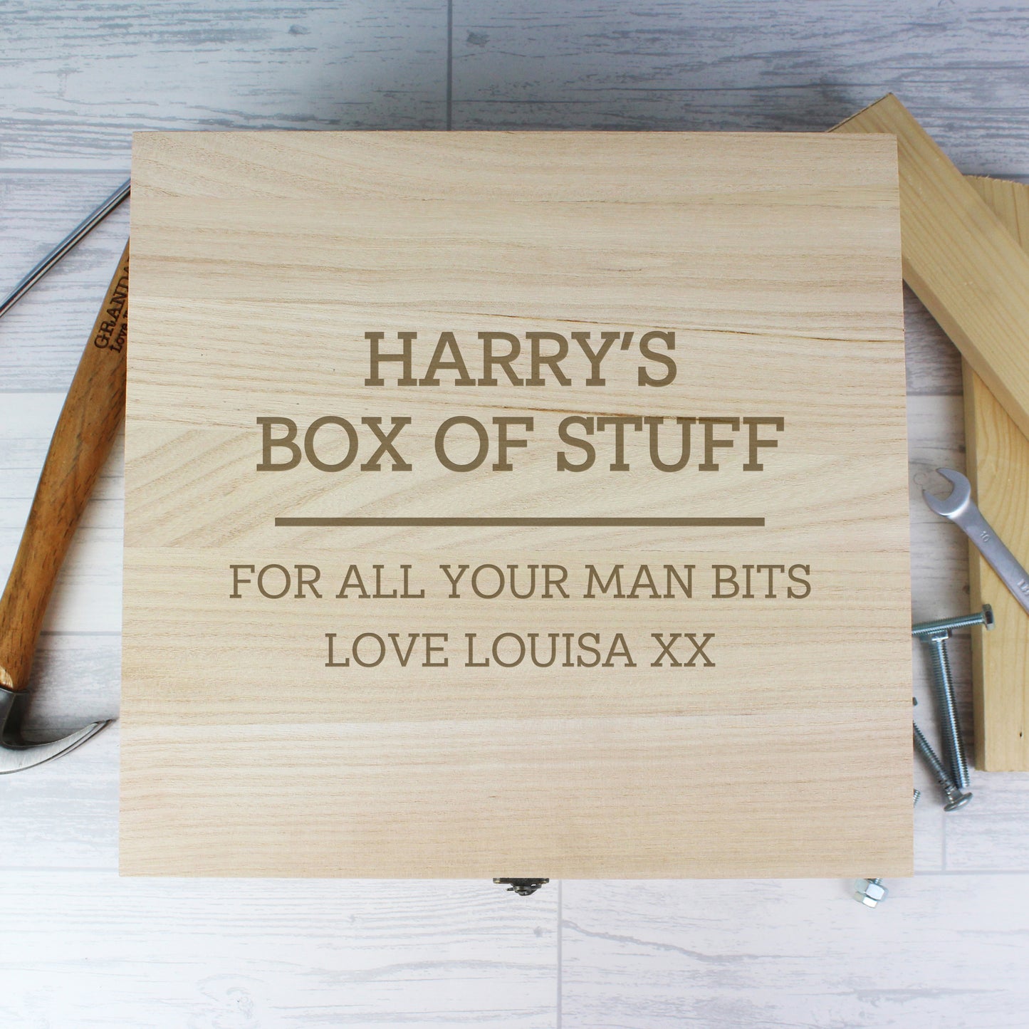 Personalised Any Message Large Wooden Keepsake Box - 28 x 28cm