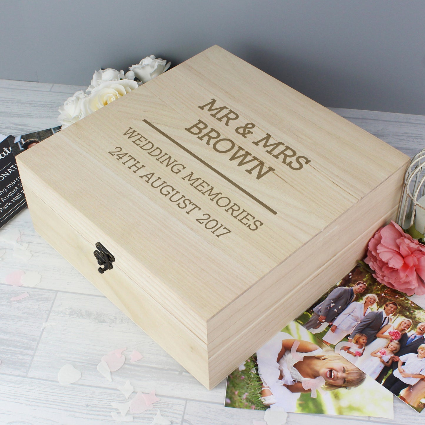 Personalised Any Message Large Wooden Keepsake Box - 28 x 28cm