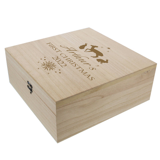 Personalised Christmas Large Wooden Keepsake Box - 28 x 28cm