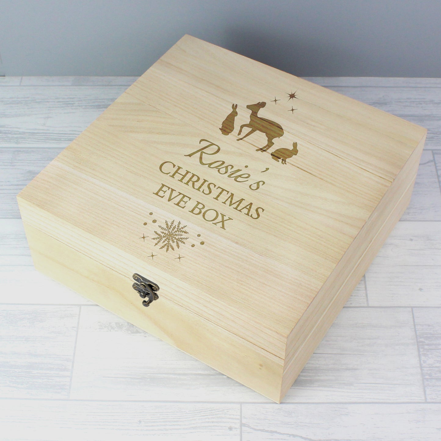 Personalised Christmas Large Wooden Keepsake Box - 28 x 28cm