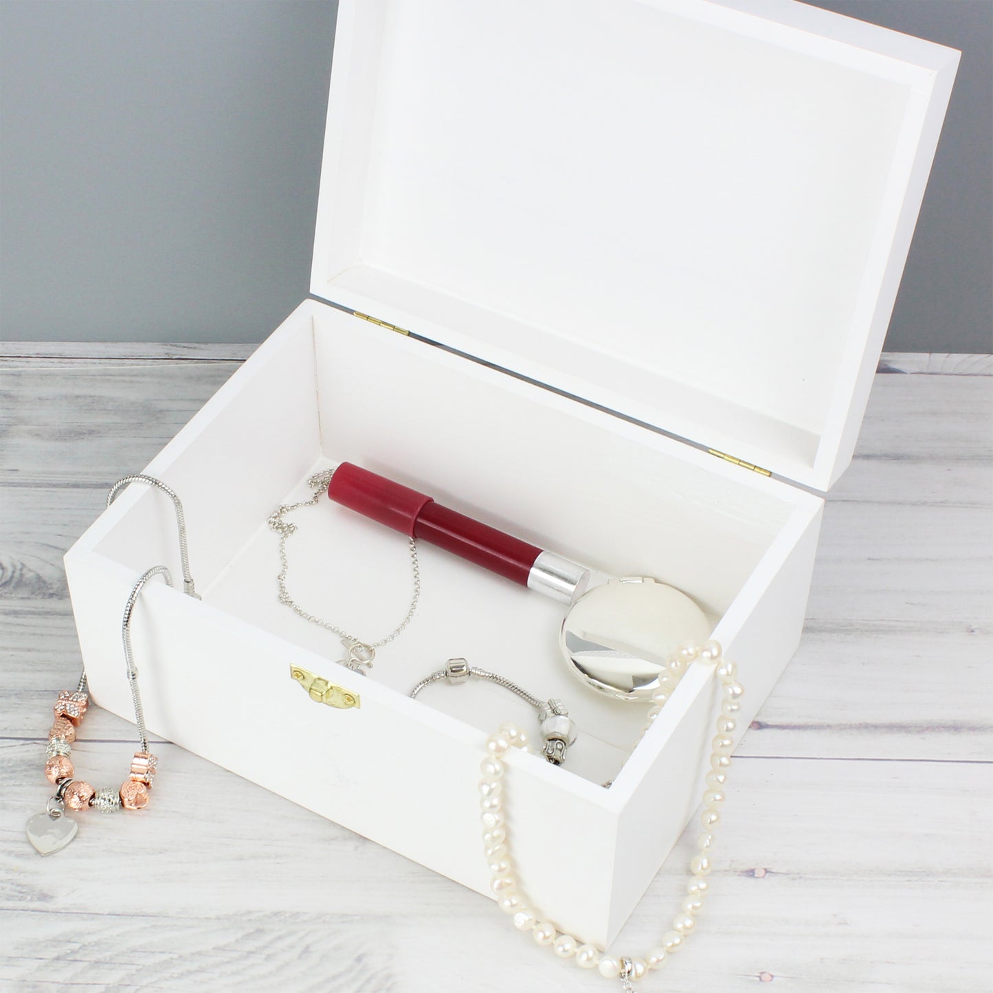 Personalised Abstract Rose White Wooden Keepsake Box - 22 x 16cm