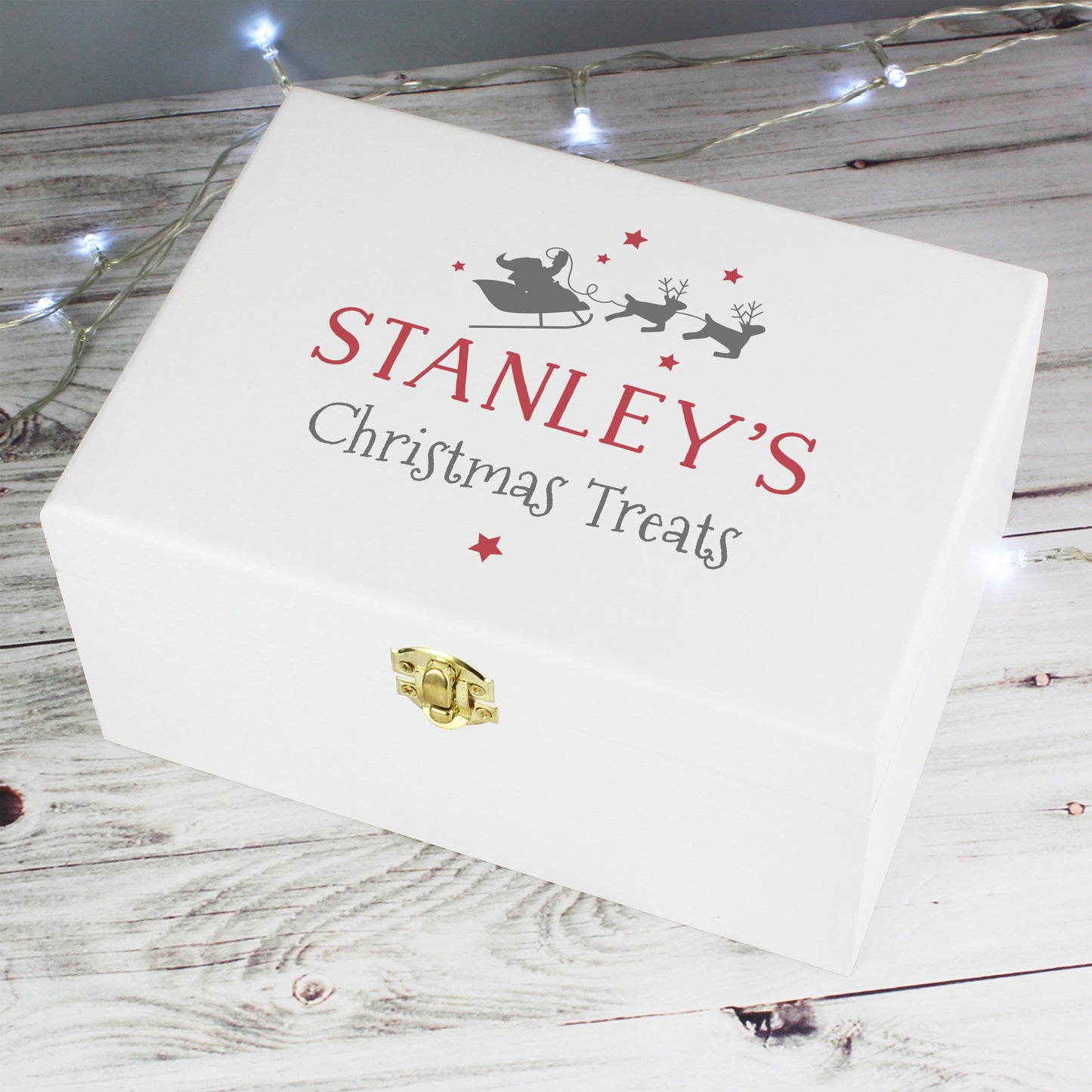 Personalised Christmas Eve White Wooden Box - 22 x 16cm