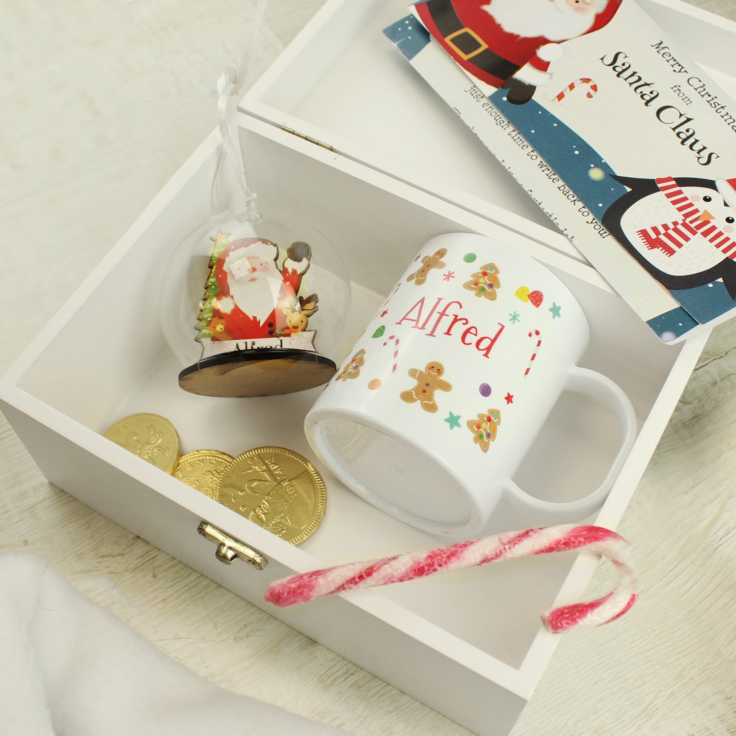 Personalised Christmas Eve White Wooden Box - 22 x 16cm
