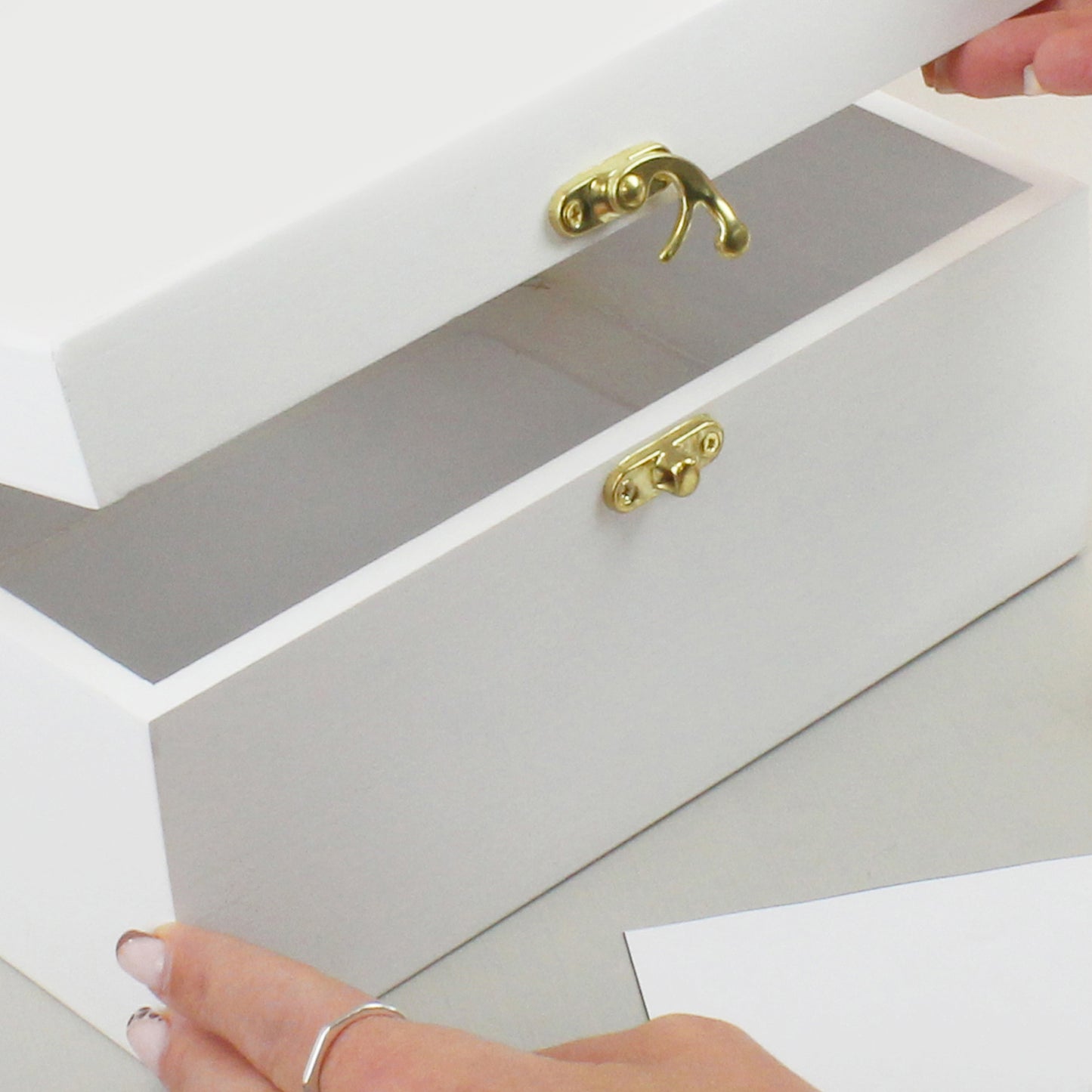 Personalised Angel Wings Memorial White Wooden Box - 22 x 16cm