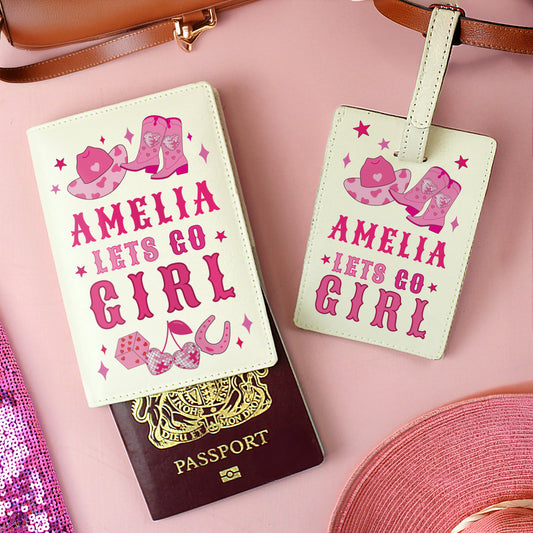 Personalised Cowgirl Luggage Tag & Passport Holder