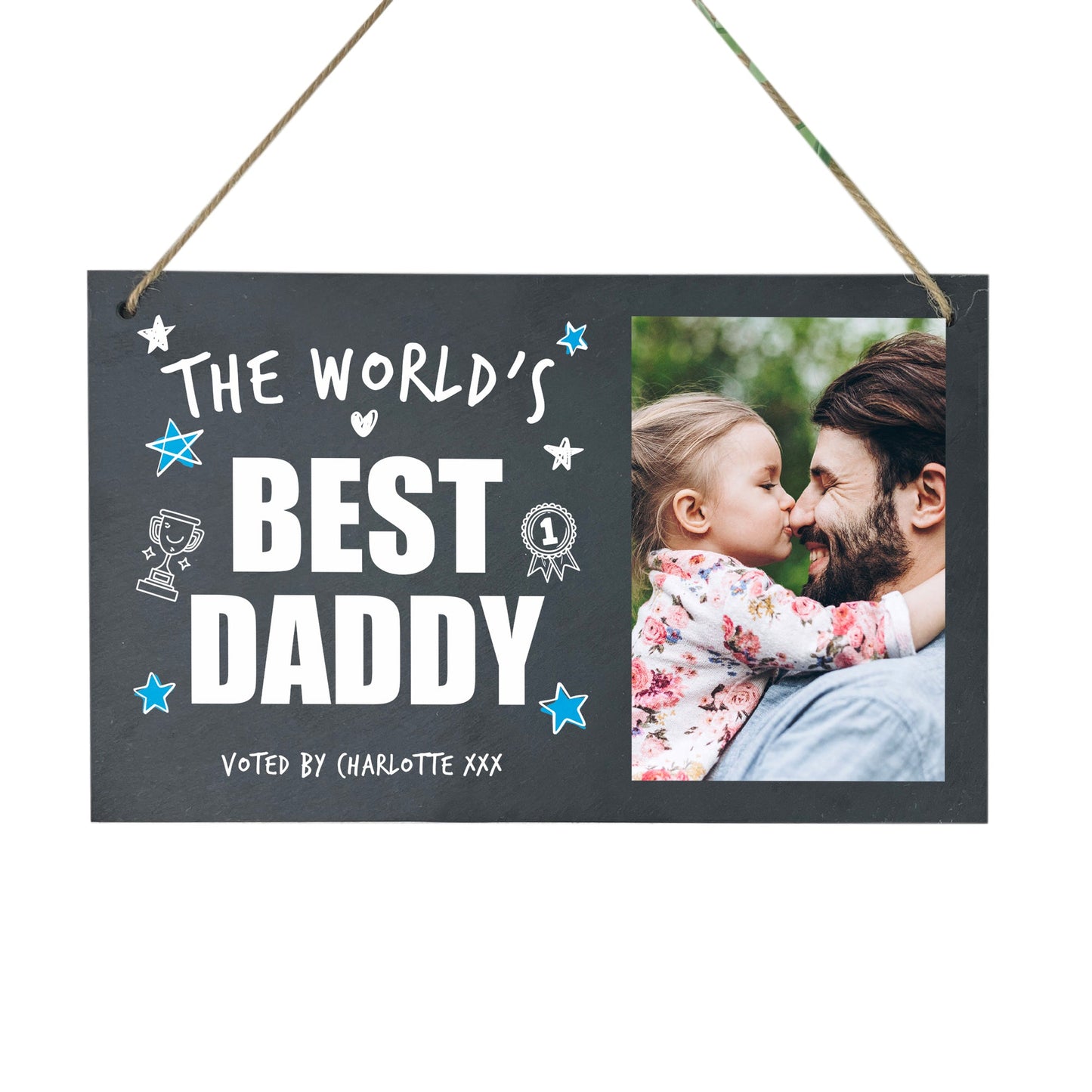 Personalised The World's Best Dad Photo Slate Hanging Plaque 25 x 15cm