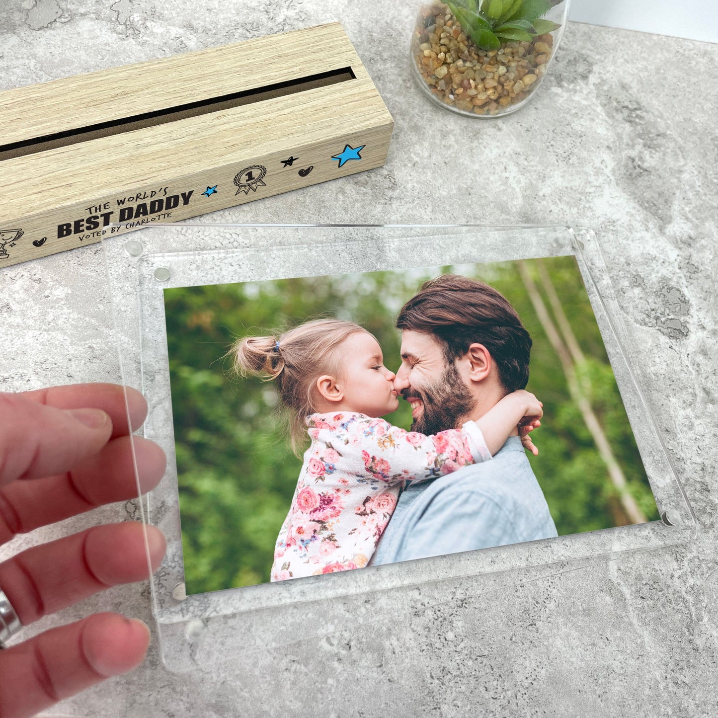 Personalised The World's Best Dad Wooden Base 6x4" Photo Frame