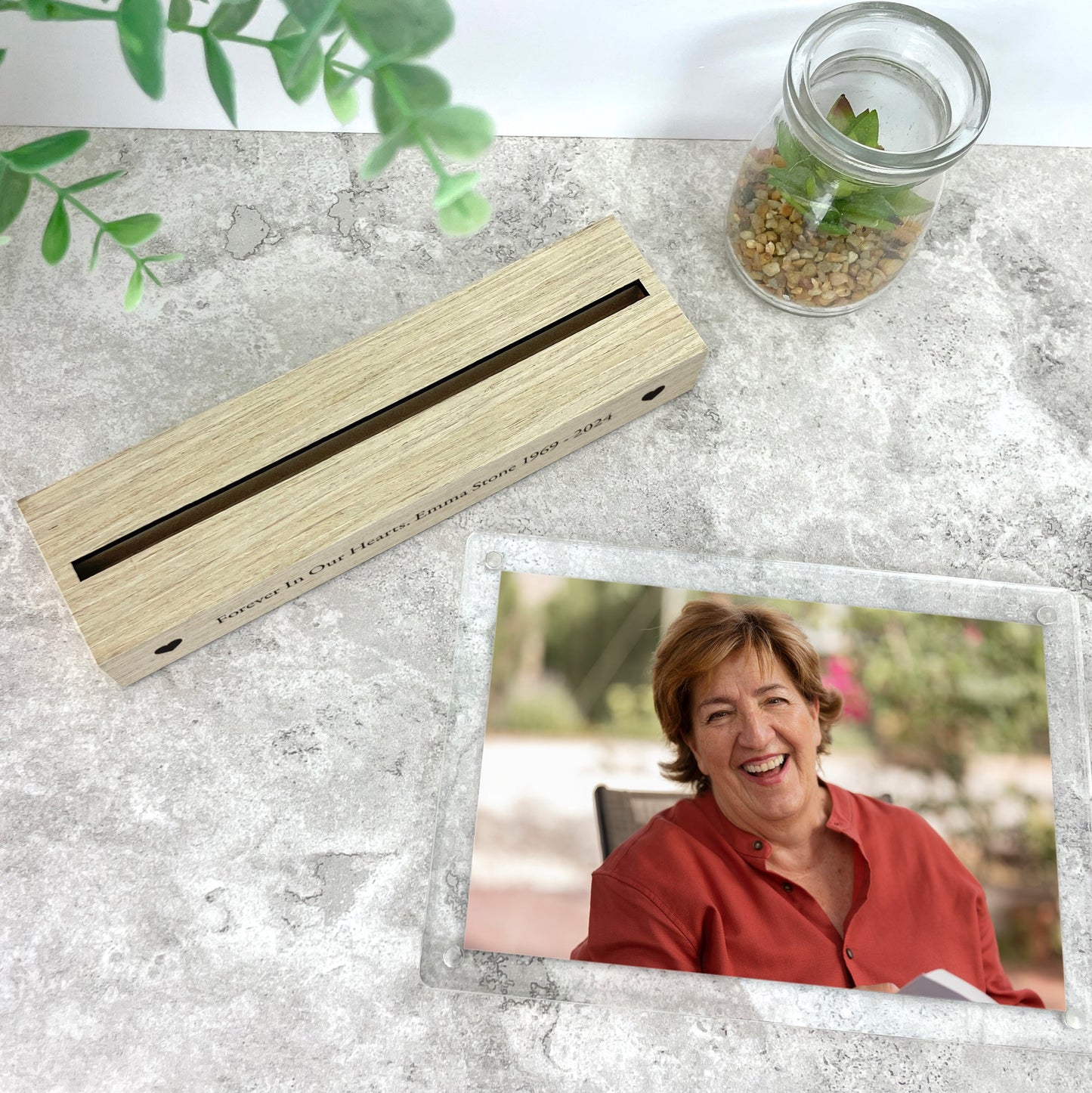 Personalised Any Occasion Hearts Wooden Base 6x4" Photo Frame