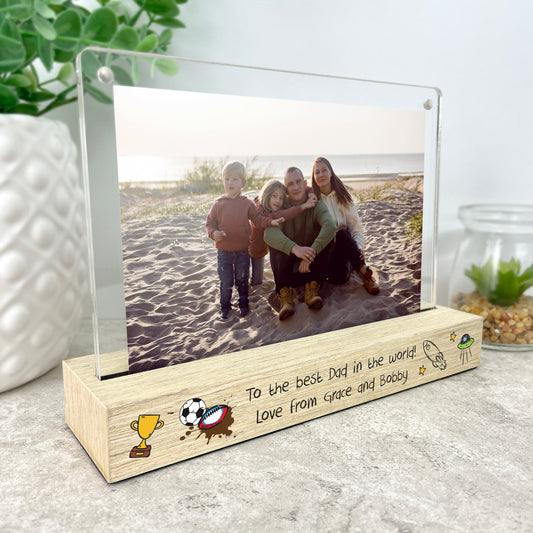 Personalised 'Our Adventures' From the Kids/Grandkids Wooden Base 6x4" Photo Frame
