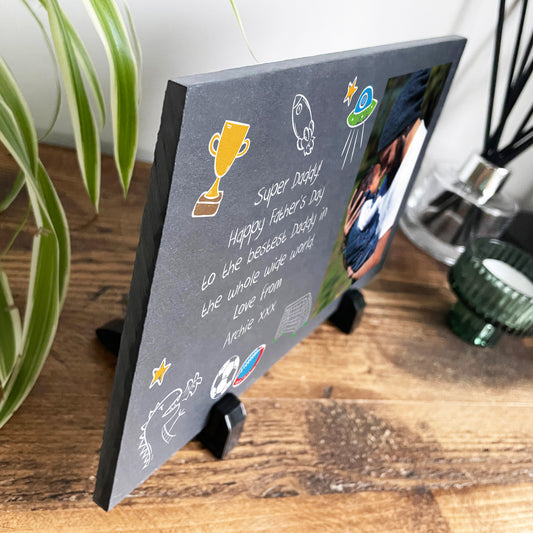 Personalised 'Our Adventures' Photo Slate With Stand 25 x 15cm
