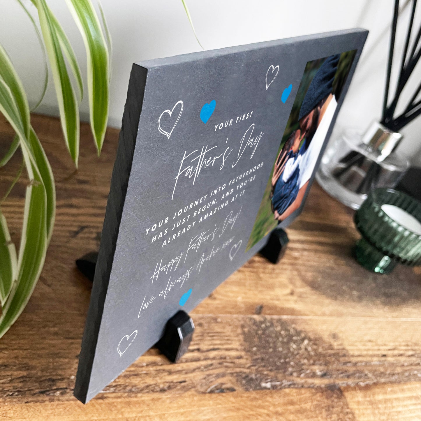 Personalised First Father's Day Photo Slate With Stand 25 x 15cm