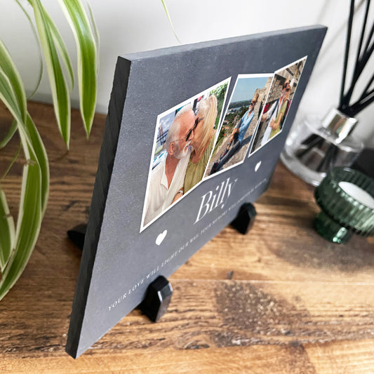 Personalised Photo Slate With Stand 25 x 15cm