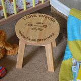 Personalised Sports Car Wooden Stool for Toddlers and Children