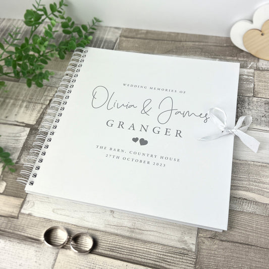 Personalised Wedding Script Text Memory Scrapbook / Guest Book