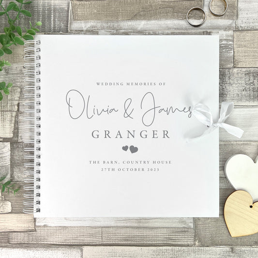 Personalised Wedding Script Text Memory Scrapbook / Guest Book