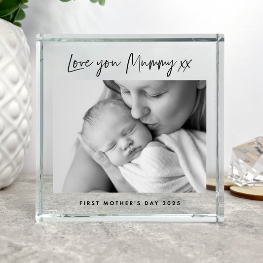 Personalised First Mother's Day Photo Crystal Token