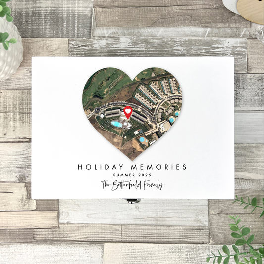 Personalised Heart Map Location White Keepsake Box - 3 Sizes