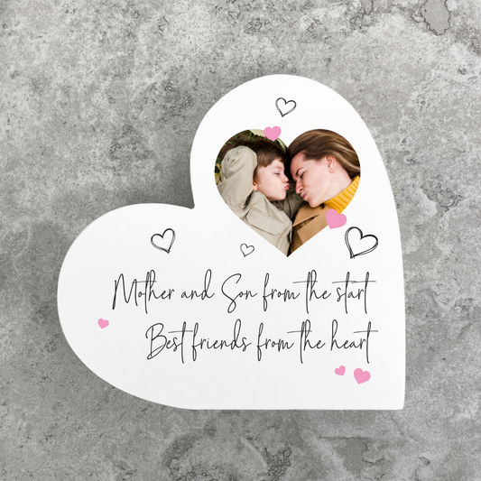 Personalised Mother & Daughter/Son Best Friends Photo White Freestanding Heart